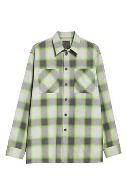 Givenchy Plaid Oversize Button-Up Shirt in Grey/Green