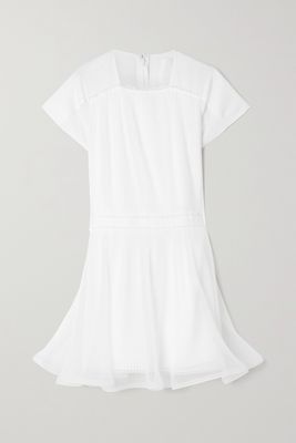 Givenchy - Pleated Tulle-paneled Silk-chiffon Mini Dress - White