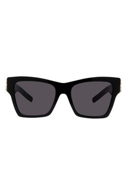 Givenchy Plumeties 54mm Square Sunglasses in Shiny Black /Smoke