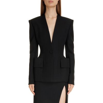 Givenchy Pocket Detail Hourglass Wool Blazer in Black at Nordstrom, Size 4 Us