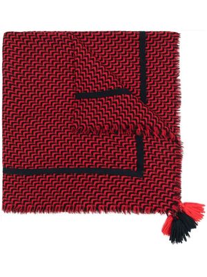 Givenchy Pre-Owned 1980s geometric pattern wool scarf - Red
