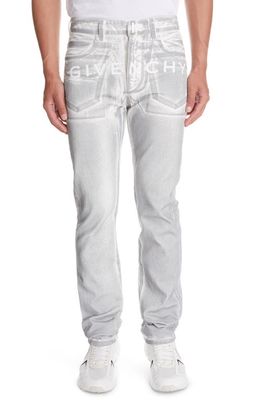 Givenchy Reflective Paint Straight Leg Jeans in White