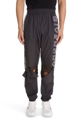 Givenchy Relaxed Fit Ripped Logo Embroidered Track Pants in Black