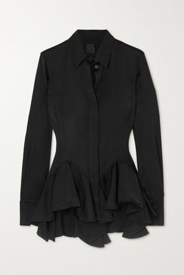 Givenchy - Ruffled Satin-crepe Shirt - Black