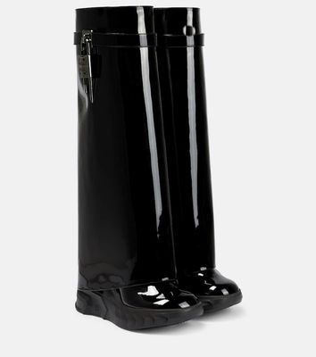 Givenchy Shark Lock Biker patent leather knee-high boots