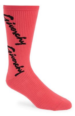 Givenchy Signature Logo Cotton Blend Crew Socks in 692-Pink/Black