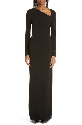 Givenchy Slash Detail Long Sleeve Column Gown in Black