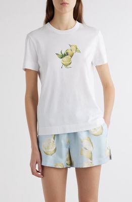 Givenchy Slim Fit Cotton Lemon Graphic T-Shirt in White