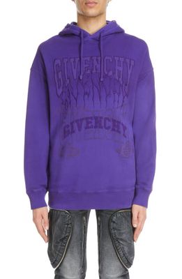 Givenchy Slim Fit Embroidered Logo Cotton Hoodie in Purple