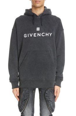 Givenchy Slim Fit Logo Cotton Hoodie in Faded Black