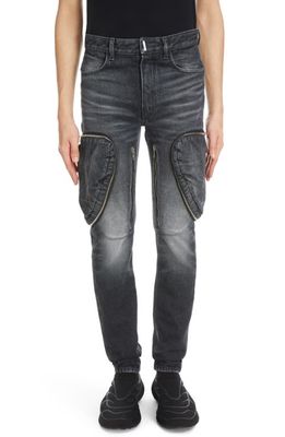 Givenchy Slim Fit Zip Detail Jeans in Black/White