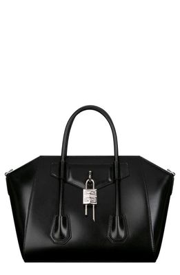 Givenchy Small Antigona Lock Leather Top Handle Bag in 001-Black