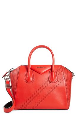 Givenchy Small Antigona Perforated Satchel in Pop Red