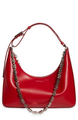 Givenchy Small Moon Cut Out Leather Hobo Bag in Dark Red