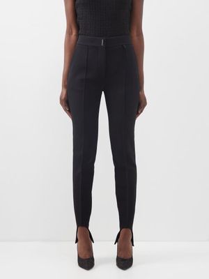 Givenchy - Stirrup-cuff Pleated Twill Trousers - Womens - Black