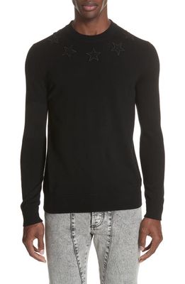 Givenchy Tonal Star Wool Sweater in Black
