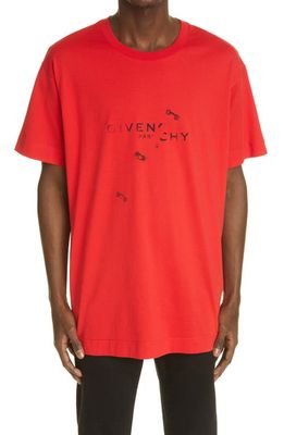 Givenchy Trompe l'Oeil Ring Logo Graphic Tee in Red