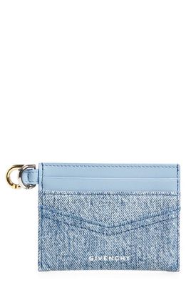 Givenchy Voyou Denim & Leather Card Case in Medium Blue
