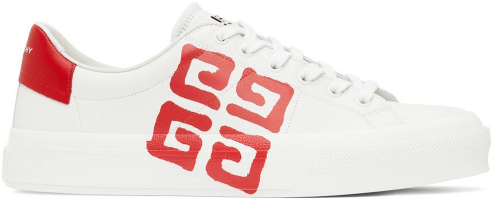 Givenchy White & Red City Sport 4G Sneakers