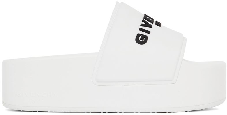 Givenchy White Logo Platform Sandals