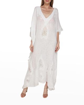 Giverny Linen and Lace Caftan