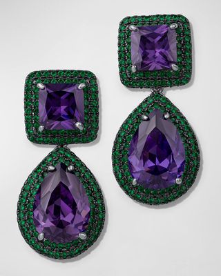 Glam Double-Trim Cubic Zirconia Earrings