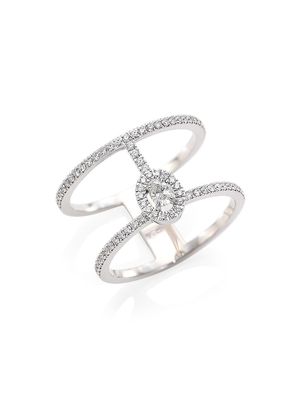 Glam'Azone 18K White Gold & Diamond Two-Row Ring - White Gold - Size 6.75 - White Gold - Size 6.75