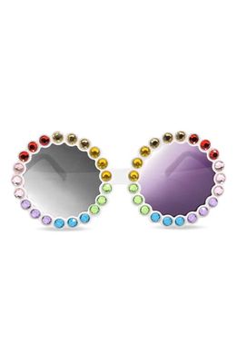 GlamBaby Kids' Bejeweled Round Sunglasses in White