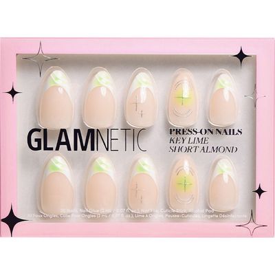 GLAMNETIC Short Almond Press-On Nails Set in Key Lime 