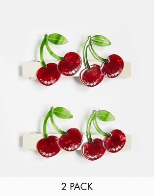 Glamorous cherry hair clip 2 pack-Multi