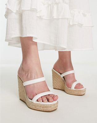 Glamorous espadrille wedge heeled sandals in white