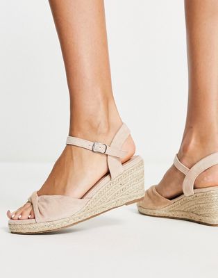 Glamorous mid espadrille wedge sandals in beige-Neutral