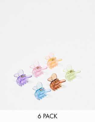 Glamorous multipack mini butterfly shape clips in multi