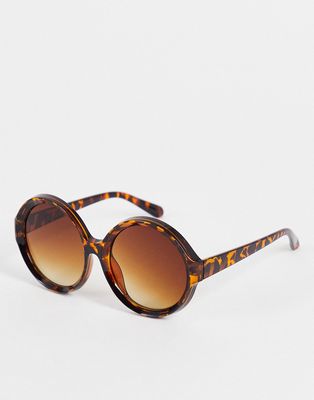 Glamorous oversized 70s vintage round sunglasses in tortoiseshell-Brown