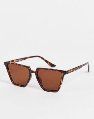 Glamorous oversized cateye sunglasses in black-Brown