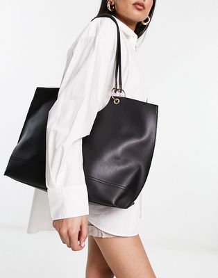 Glamorous pu tote bag with link detail in black