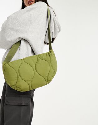 Glamorous quilted crossbody sling bag in green