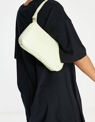 Glamorous shoulder bag in light green croc