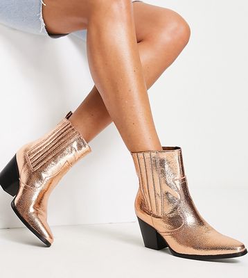 Glamorous western ankle boots in bronze exclusive to ASOS-Brown