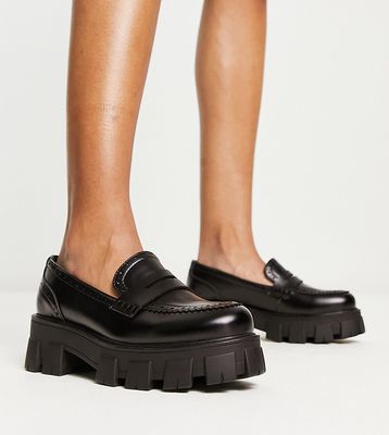 Glamorous Wide Fit chunky loafers in black patent