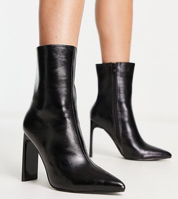Glamorous Wide Fit heeled ankle boots in black