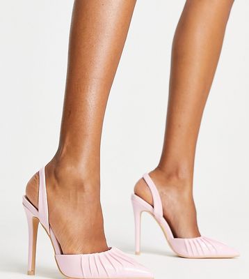 Glamorous Wide Fit patent heel pumps in pale blush - exclusive to ASOS-Pink