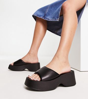 Glamorous Wide Fit platform sandals in black
