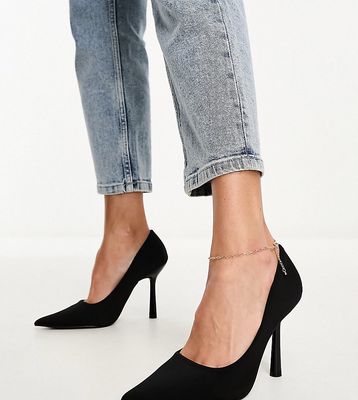 Glamorous Wide Fit pointed high heeled pumps in black