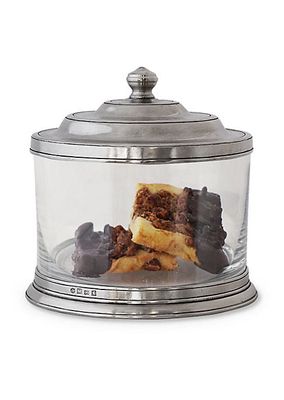 Glass & Pewter Cookie Jar