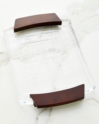 Glass & Wood Serving Tray