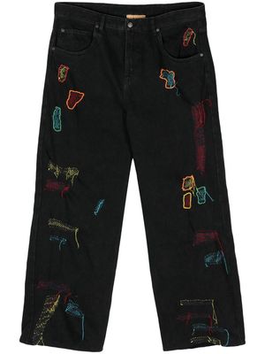 Glass Cypress distressed straight jeans - Black