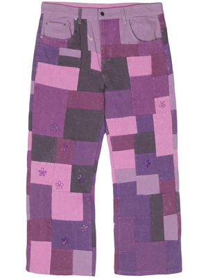 Glass Cypress patchwork straight jeans - Purple