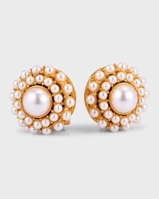 Glass Pearl Cluster Clip-On Earrings