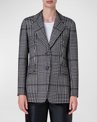 Glencheck Stretch Jacquard SIngle-Breasted Blazer Jacket